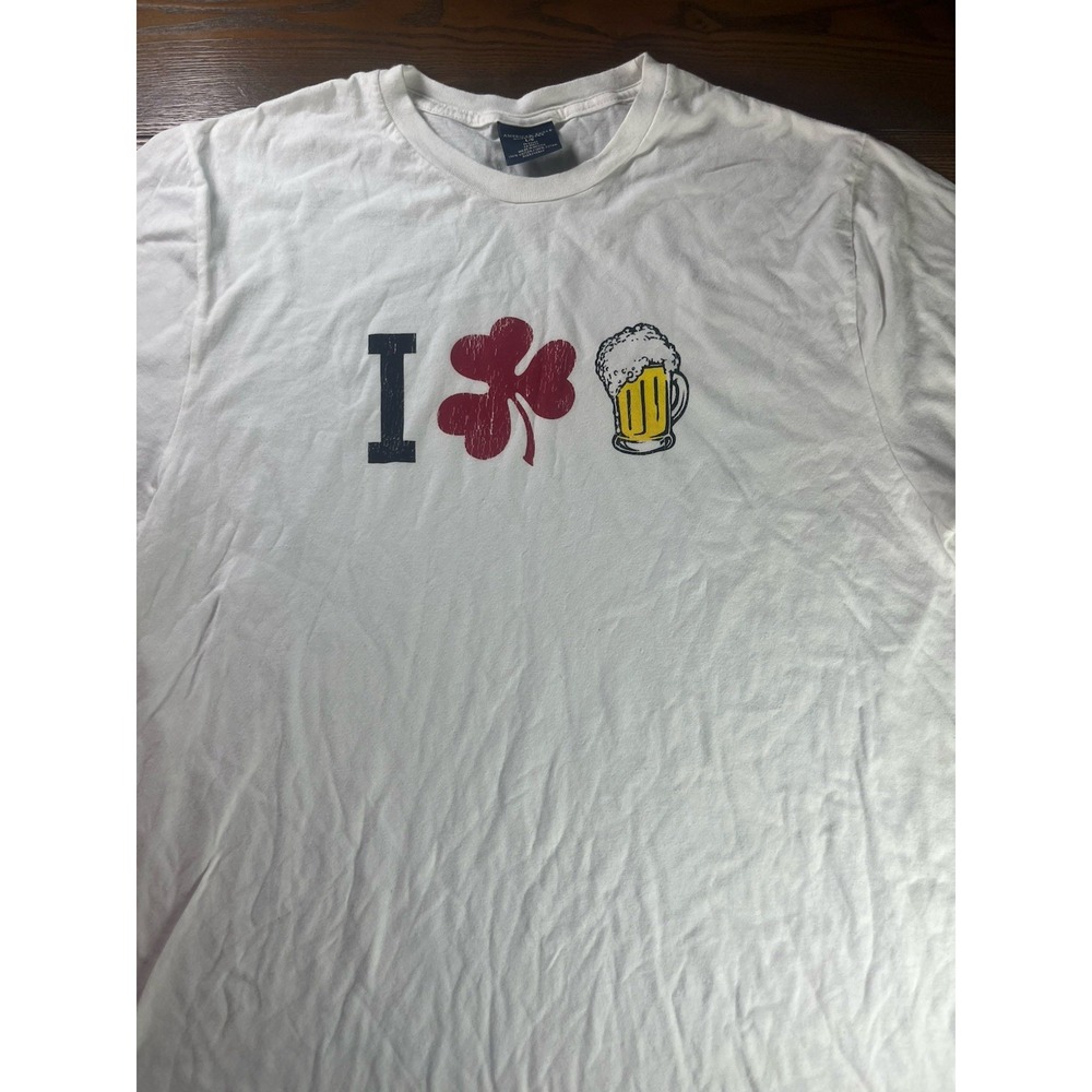 Y2K American Eagle I LOVE BEER Graphic Tee Vintage T-shirt White Size Large
